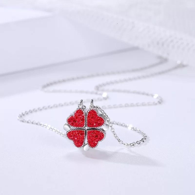 Folding Heart Crystal Necklace